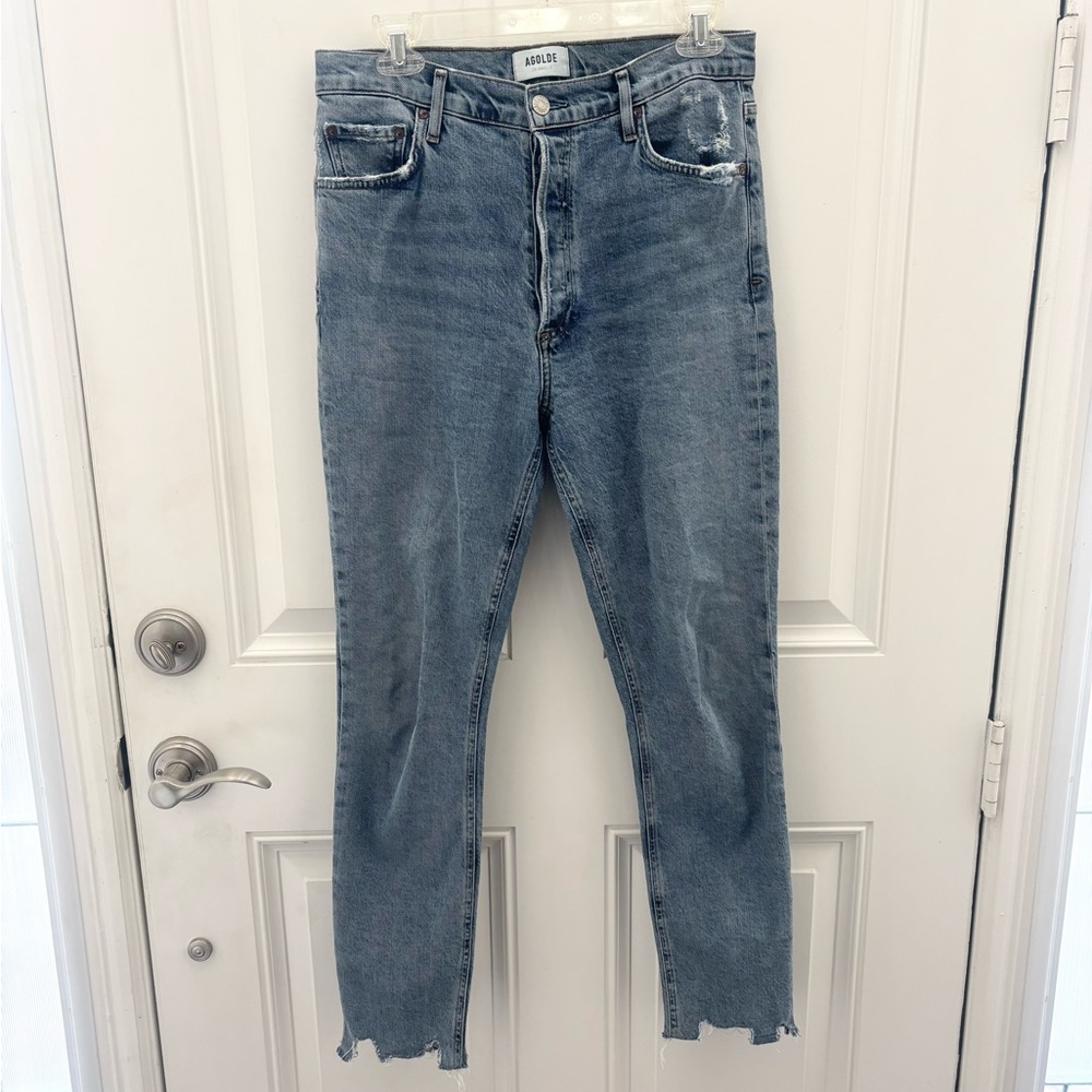 Agolde Nico Button Fly Chewed Hem Jeans 28